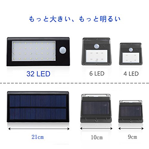 Coomatec 32LED ソーラー センサーライト 屋外 人感センサーledライト 玄関ライト MS320 LIFTERIOR